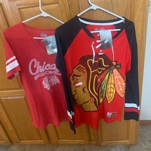 Ladies large Chicago Blackhawks shirts lot of 2 NWT